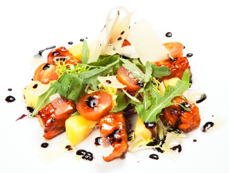 salad with salmon and seafoodの写真素材