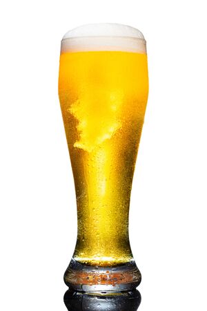 glass of beer isolated on white backgroundの写真素材