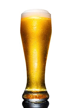 glass of beer isolated on white backgroundの写真素材
