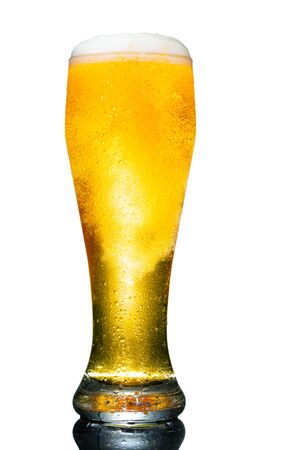 glass of beer isolated on white backgroundの写真素材