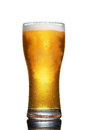 glass of beer isolated on white backgroundの写真素材