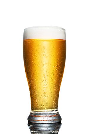 glass of beer isolated on white backgroundの写真素材