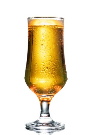 glass of beer isolated on white backgroundの写真素材