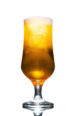 glass of beer isolated on white backgroundの写真素材
