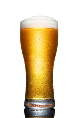 glass of beer isolated on white backgroundの写真素材