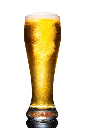 glass of beer isolated on white backgroundの写真素材