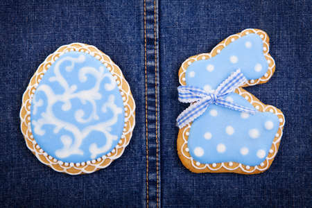 Rabbit and Egg as Easter traditional Gingerbread cookies beckgroung