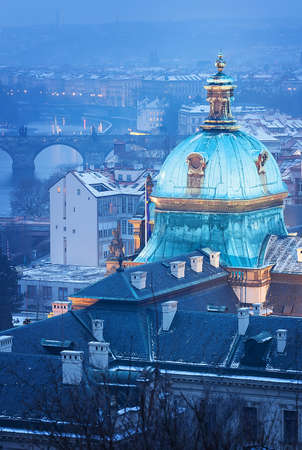 View on Straka Academy in Prague, the seat of the Government of the Czech Republicの写真素材