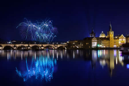 New year atmosphere in Prague, Czech Republickの写真素材