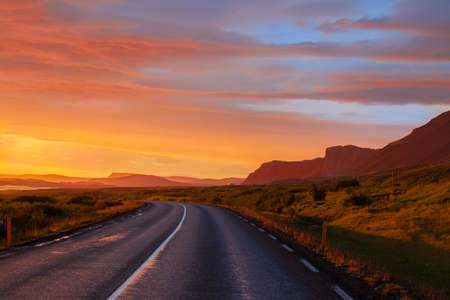 Sunrise View from ring road around Iceland, WestFjordsの写真素材