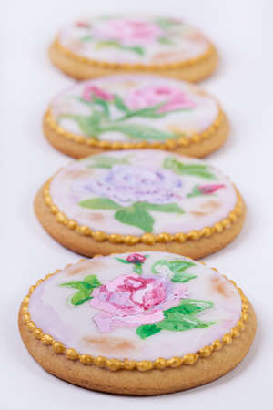 Vintage Gingerbread Fancy cookies with royal icingの写真素材