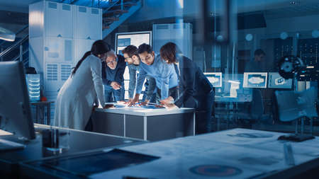 Engineers Meeting in Technology Research Laboratory: Engineers, Scientists and Developers Gathered...