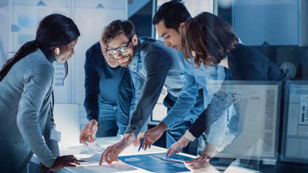 Engineers Meeting in Technology Research Laboratory: Engineers, Scientists and Developers Gathered...