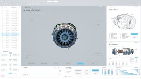 Computer CAD Software Mock-up Showing Design of Industrial Sustainable Green Energy Turbine Engine...