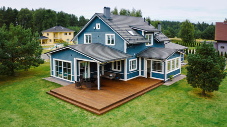 Private Country House Standing in a Scenic Countryside Location on a Beautiful Summer Day with Blue...