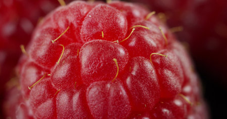 Macro shot of fresh raspberries, shallow depth of field
