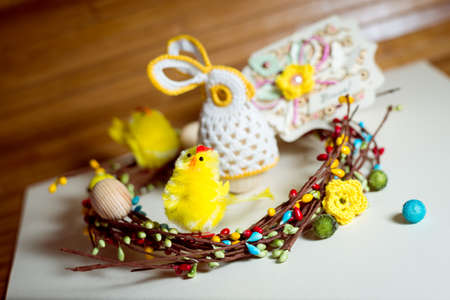 Image of handmade decoration elements on light copy space backgroundの写真素材