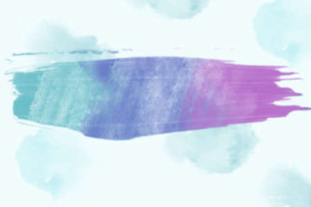 Picture of one brush stroke with cyan, blue and purple. Oil painting effect on blurred light blue background.の写真素材