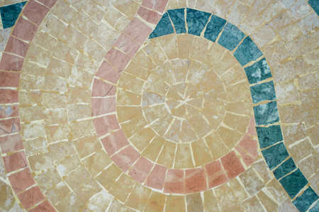 Fragment of artistic handmade tiles design background, top view closeupの写真素材