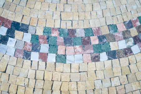 Fragment of artistic handmade tiles design background, top view closeupの写真素材