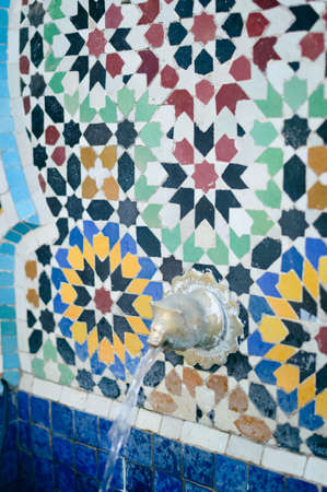 Beautiful decorating waterfall outside backgroundの写真素材