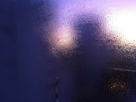 Close up view on condensation window blurry texture background. Blurred macro photoの写真素材