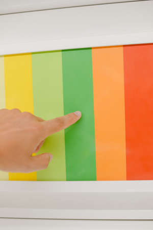 Closeup picture of vibrant color palette group background. Shopping selection. Craft variation educational supplies and artistic leisure activityの写真素材