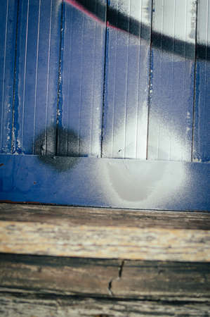 Closeup on old wood with natural textured grungy striped patterns weathered rough detail photoの写真素材