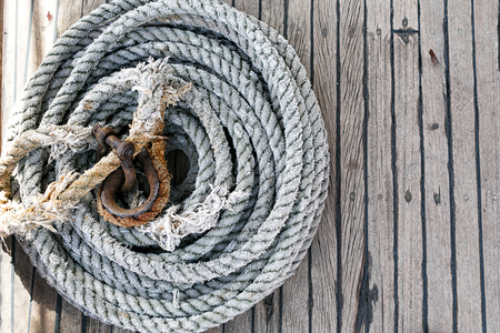 Background texture of coiled marine or nautical ropeの写真素材