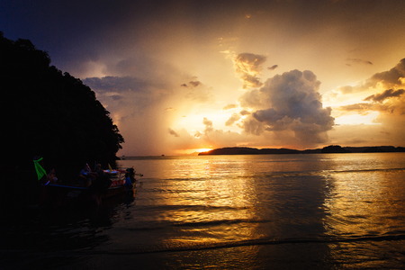 Beautiful sunset on the beach in Thailandの写真素材