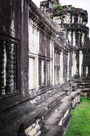 Angkor Wat Cambodia. Khmer ancient Buddhist temple under the picturesque sky with clouds and sunlight. Famous landmark, place of worship in Asia.の写真素材