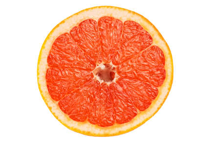 Slice a fresh juicy red round grapefruitの写真素材