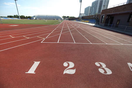 Path for the run on the sport stadiumの写真素材