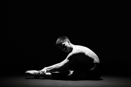 Creative picture with dancer in motion - Black and white imageの写真素材