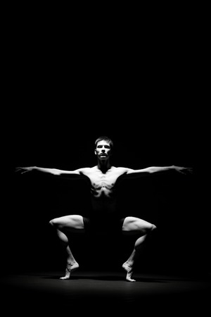Creative picture with dancer in motion - Black and white imageの写真素材