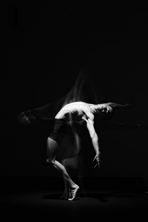 Creative picture with dancer in motion - Black and white imageの写真素材