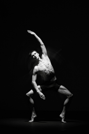 Creative picture with dancer in motion - Black and white imageの写真素材