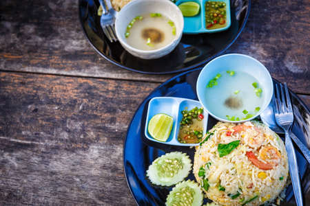 Fried rice thai style on the beach in Thailandの写真素材