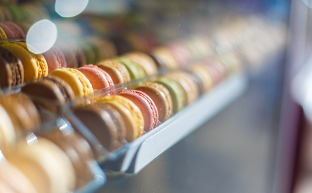 French macaroons for sale in the cafe in Parisの写真素材