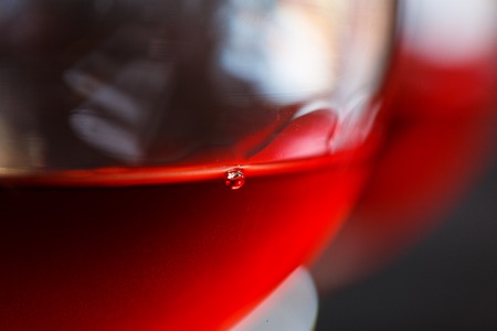 Macro view of a red wine in a glass