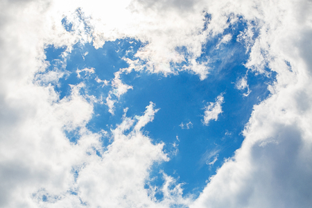 Blue sky background with white clouds in Spainの写真素材