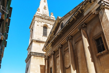 Architectural elements on old buildings in Malta - Valettaの写真素材