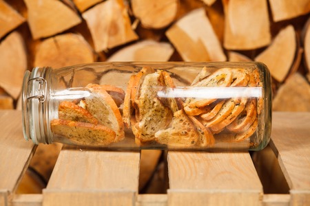 Crackers in a glass jarの写真素材