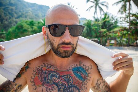 Portrait of brutal menの写真素材