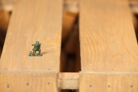 Toy soldier on the tableの写真素材