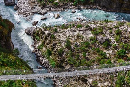 Pure mountain river in the mountains of Nepal