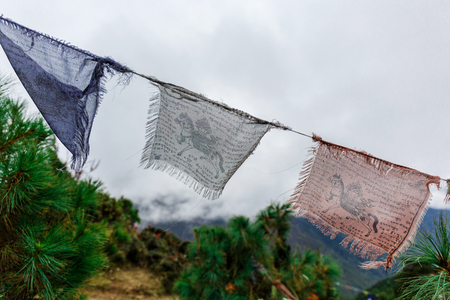 Colorful flags in the mountains of Nepal