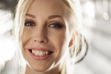 Beauty model face in light studio shotの写真素材