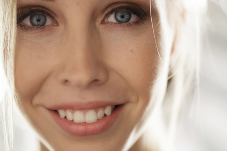 Beauty model face in light studio shotの写真素材