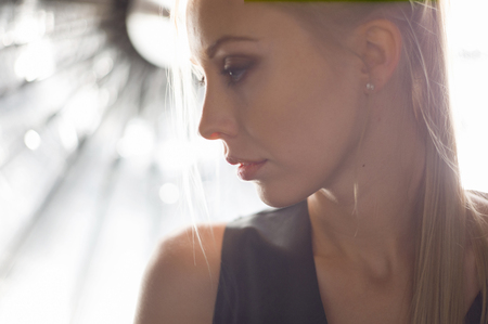 Beauty model face in light studio shotの写真素材